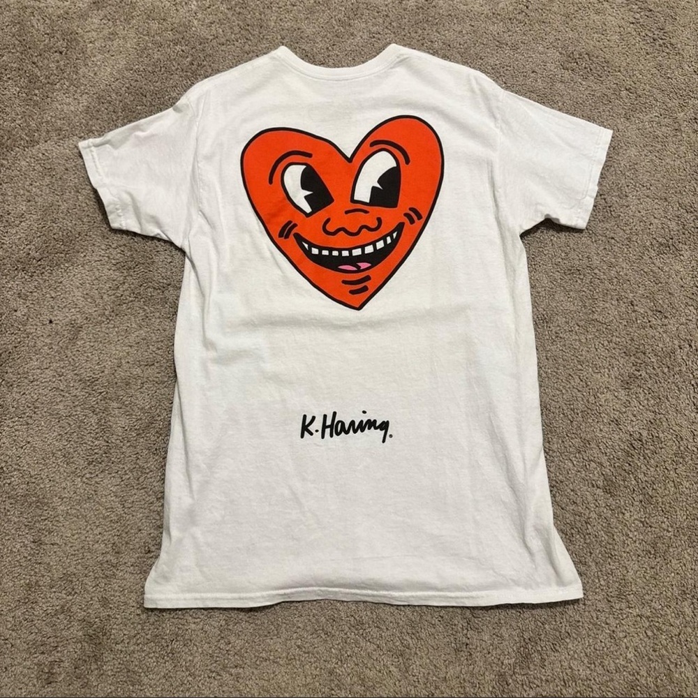 Ripple Junction keith haring White Tee with Red Heart Face Graphic - Picture 3 of 5